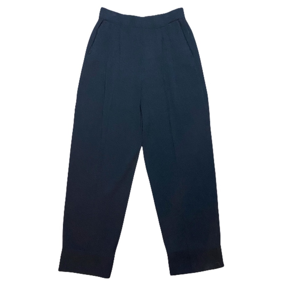 ST. JOHN black Santana knit high waisted pleated tapered leg pants 6